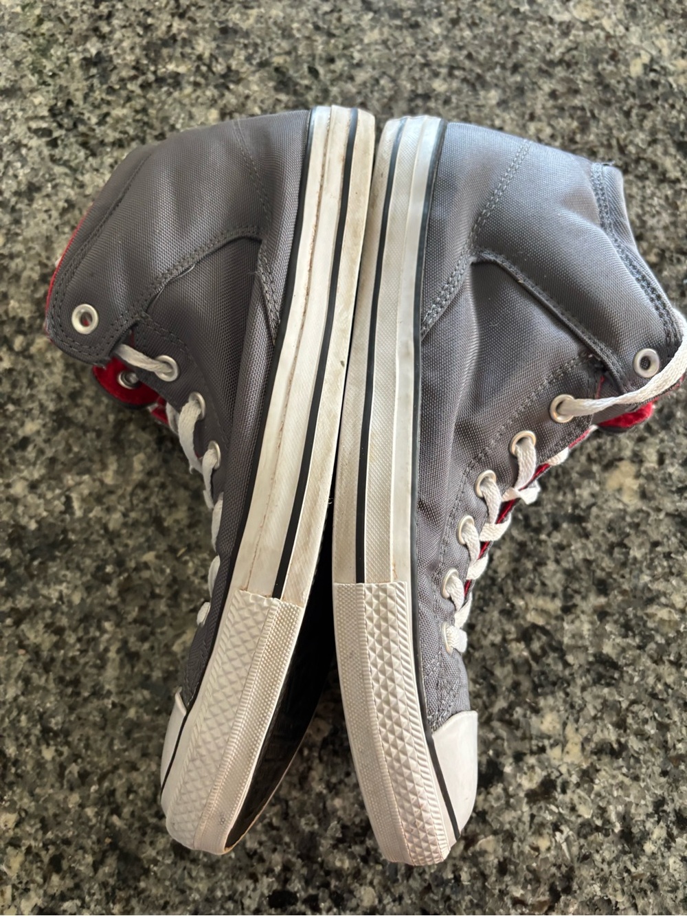 Converse All Star Men's Gray High-Top Sneakers with Red Lining - Picture 3 of 5